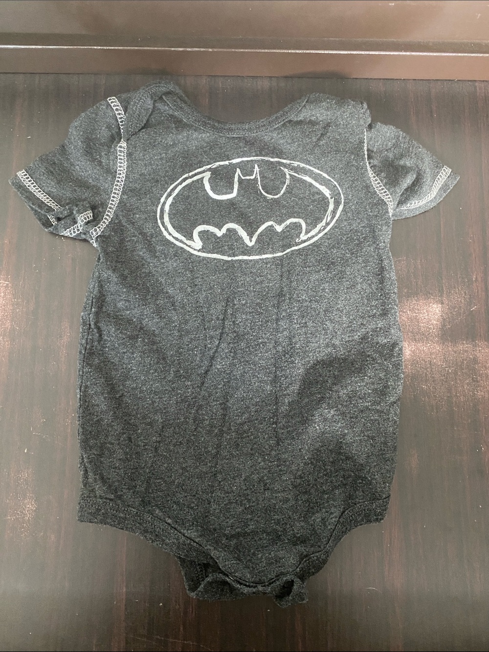 Batman Dark Gray Baby Bodysuit with White Logo